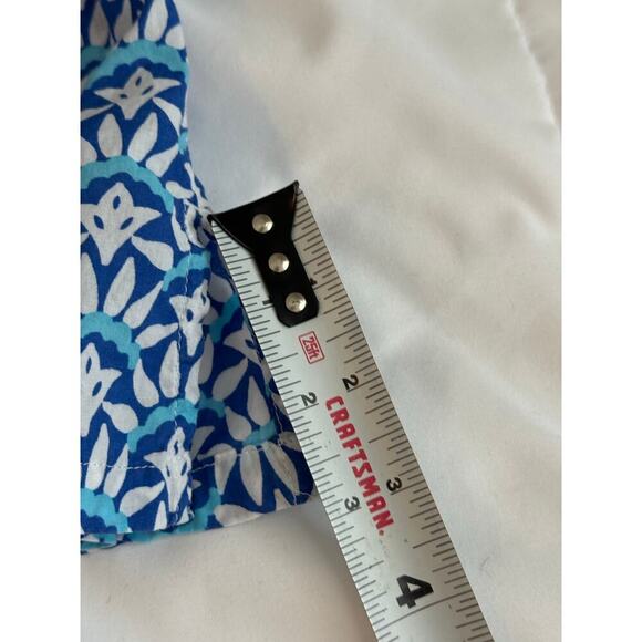 Talbots Woman Crochet Neck Tunic Top 3/4  Long Sleeve Blue White  Beachy size L - Picture 2 of 8